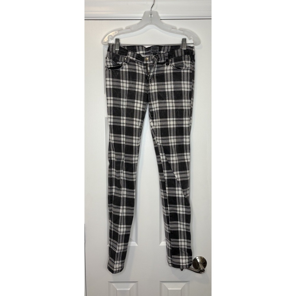 Tripp NYC Women's Daang Goodman Skinny Jeans Black White Plaid 7 /‎ 29"